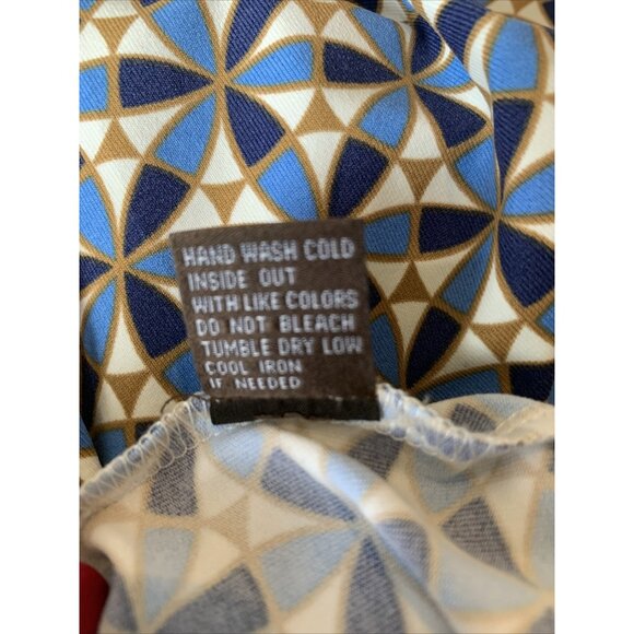 J. McLaughlin Top Size XS Blue Pinwheel Geometric Print Bell Sleeve Nylon Blend - Picture 11 of 11